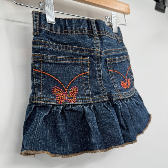 The Children's Place Dark Wash‎ Denim Skort Butterfly Pattern Jewels Size 4 - Picture 10 of 15